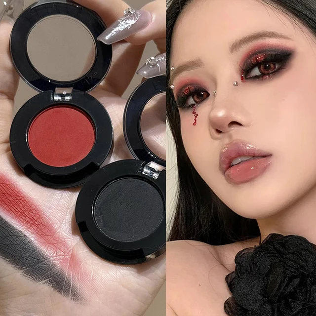 1Pc Blue Black Red Eyeshadow Palette Halloween Makeup Girl Smoky Punk Eye Shadow Palette Matte White Lying Silkworm Eye Cosmetic