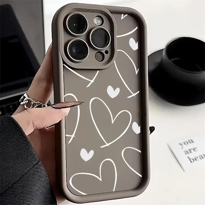 Charming Love Heart Print Soft TPU Phone Case