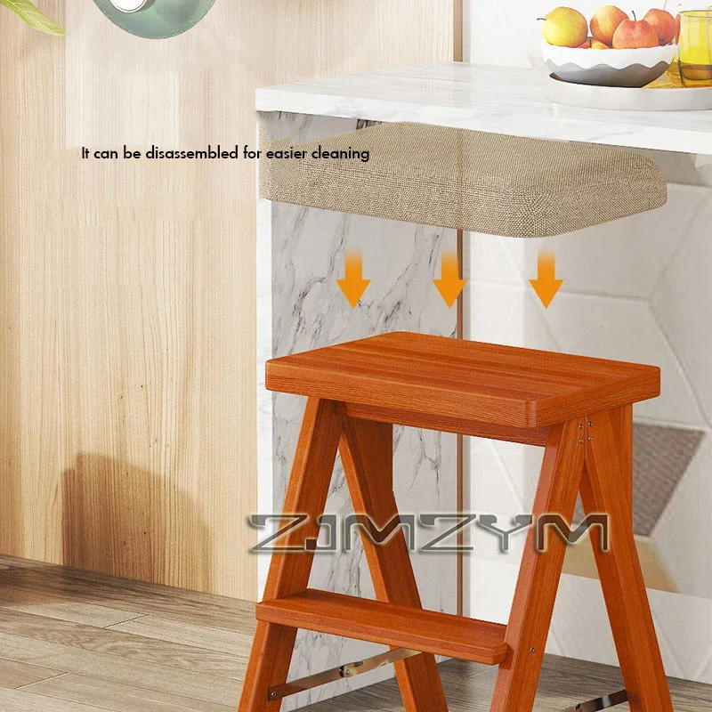 Solid Wood Step Stool Portable Kitchen Folding Stool Indoor Multifunctional Home 3 Step Ladder Folding Steps Ladder Rack folding ladder chair folding step stool telescoping ladder