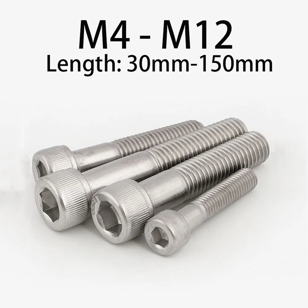 

304 Stainless Steel Hexagon Hex Socket Cap Head Half Thread Screws Bolts M4 M5 M6 M8 M10 M12 Hex Socket Partially Threaded Screw