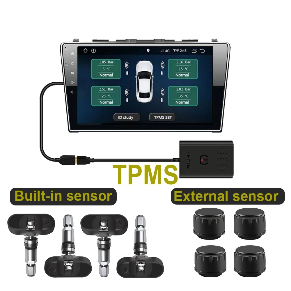 Android TPMS USB Tire Pressure Monitoring System Spare Tyre Internal