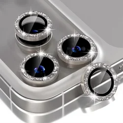 Diamond Metal Camera Lens Protector - Premium Protective Glass for 15ProMax(3Pcs) (Titanium Gray)
