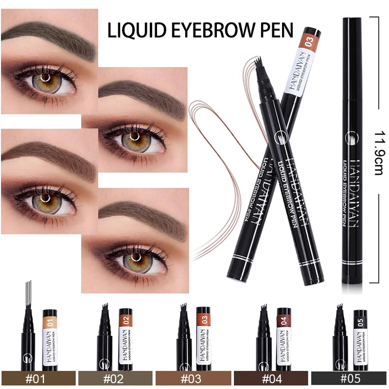 

Liquid eyebrow pencil Waterproof Long Lasting 4 Head Fork Tip Eyebrow Tattoo Pen Liquid Eyebrow Sketch Makeup Tools