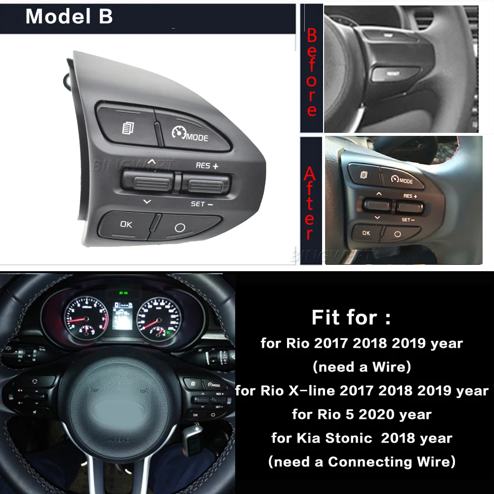 For Kia RIO K2 Picanto 2017 2018 RIO X LINE Steering Wheel Buttons Phone Volume