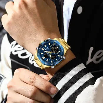 POEDAGAR Top Sport Men Clock LED Luminous Waterproof Week Date Man Watch Electronic Stainless Steel Fashion Quartz Men's Watches