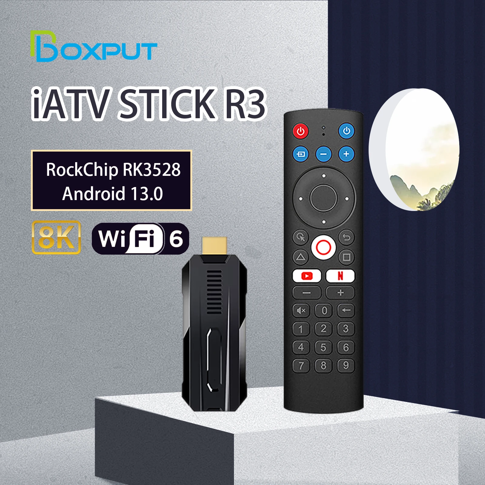 

Android 13 iATV R3 Fire TV Stick RockChip RK3528 8K Portable TV Box 5G Dual WiFi BT5.0 Voice Control OTG TF Slot Smart TV Stick