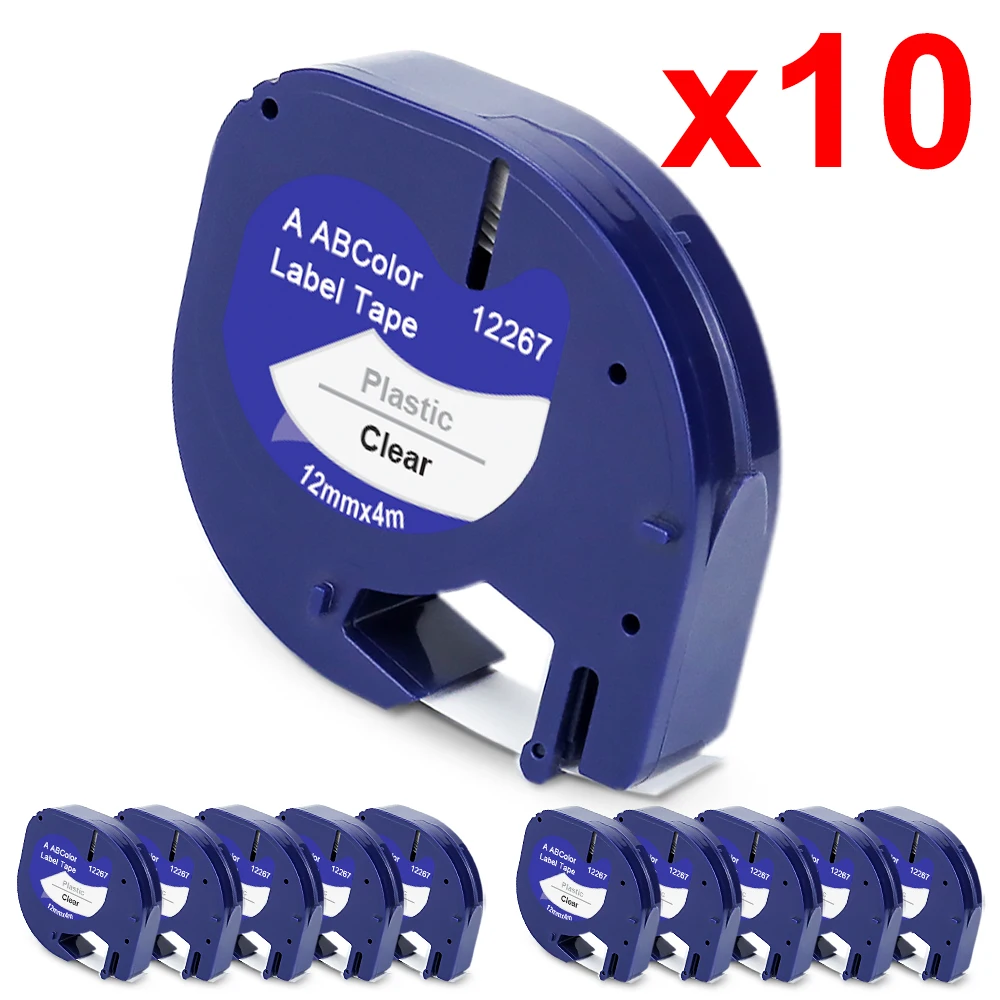 10 Pz 12267 Compatibile Dymo Letratag Etichetta Nastro 91201 91202 91203 91204 91205 12Mm Lt Nastro Per Dymo Lt-100H Lt-110T Etichettatrice