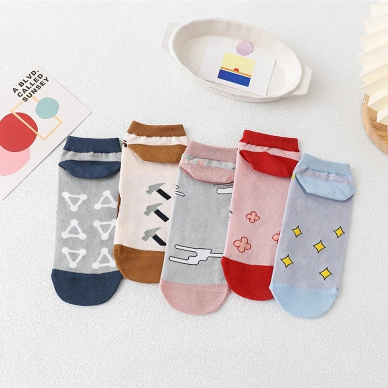 5pairs/set Cartoon Anime Jujutsu Kaisen Socks Cosplay Ankle Socks