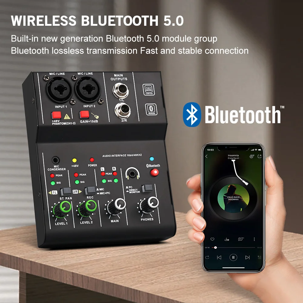 TEYUN Q12 Q12M Professional 2 Channels audio mixer interface sound card console mini USB Recording MIXER for DJ Studio guitar