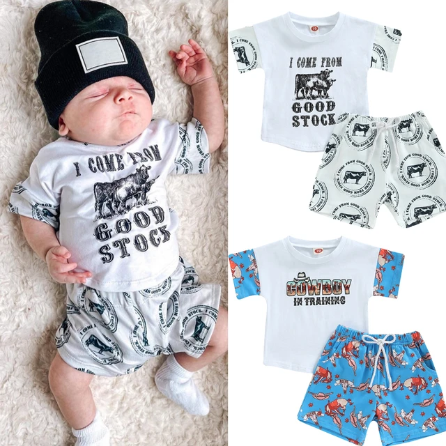  Conjunto de verano de ropa de 0-3 niños cortos de