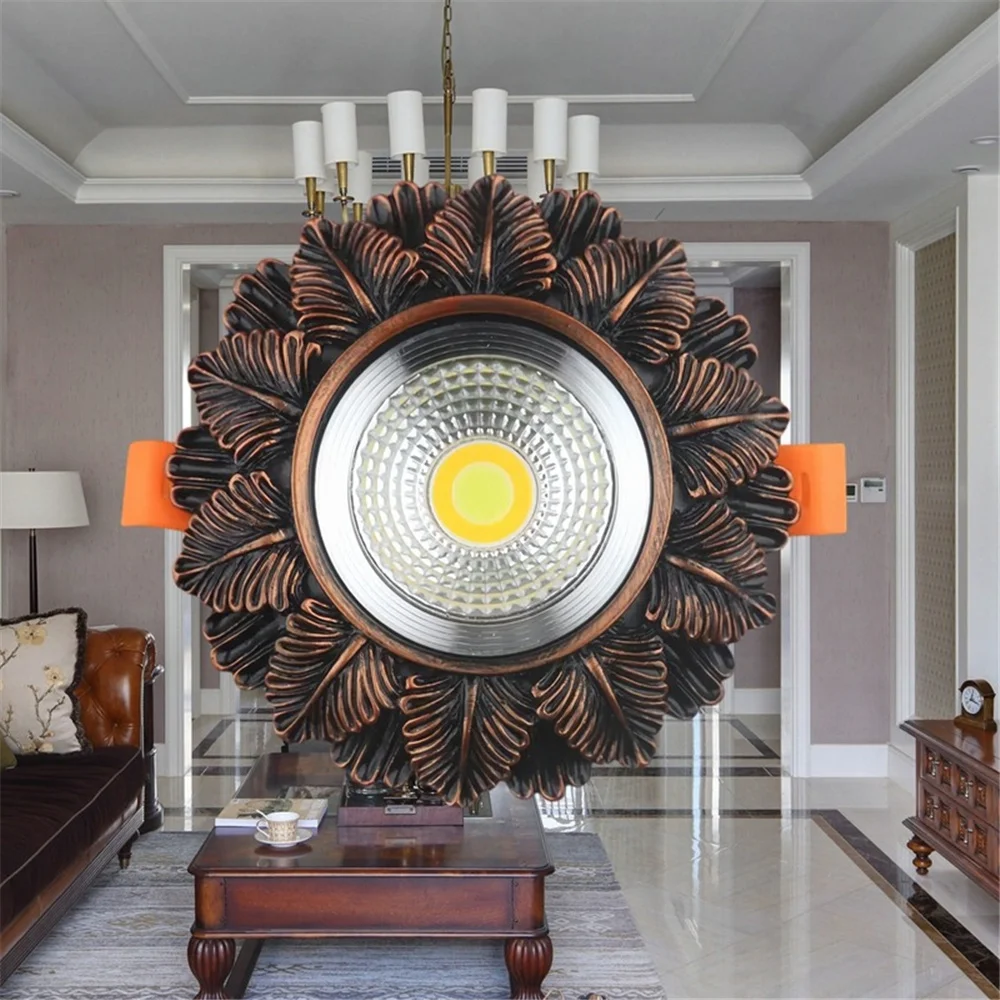 복고풍 디자인 수지 깃털 Led 통 6 9 Cm 구멍 3 5 10Watts 110 220 볼트 천장 매립형 스팟 램프 국가 홈 장식
