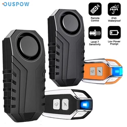 Ouspow Motorcycle Bike Wireless Remote Control Alarm Vibration Sensor 113dB Loud Waterproof Security Alarm