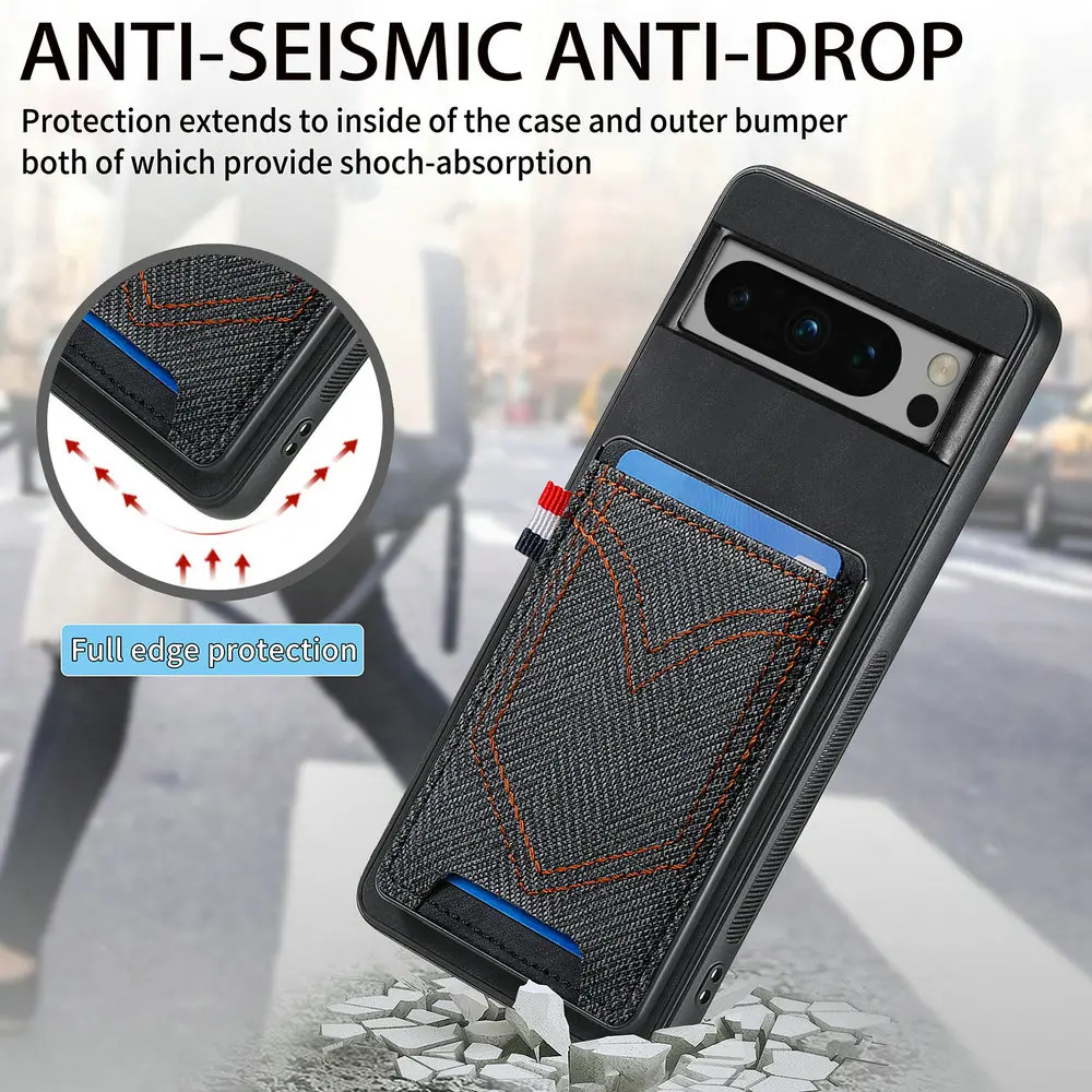 Leather Card Holder Case with Magnetic Car Mount and Shockproof Protection