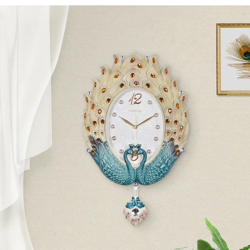 

Peacock Silent Wall Clocks Modern Design Mechanism Large Pendulum Art Wall Clocks Hands Clockwork Reloj Pared Home Accessories