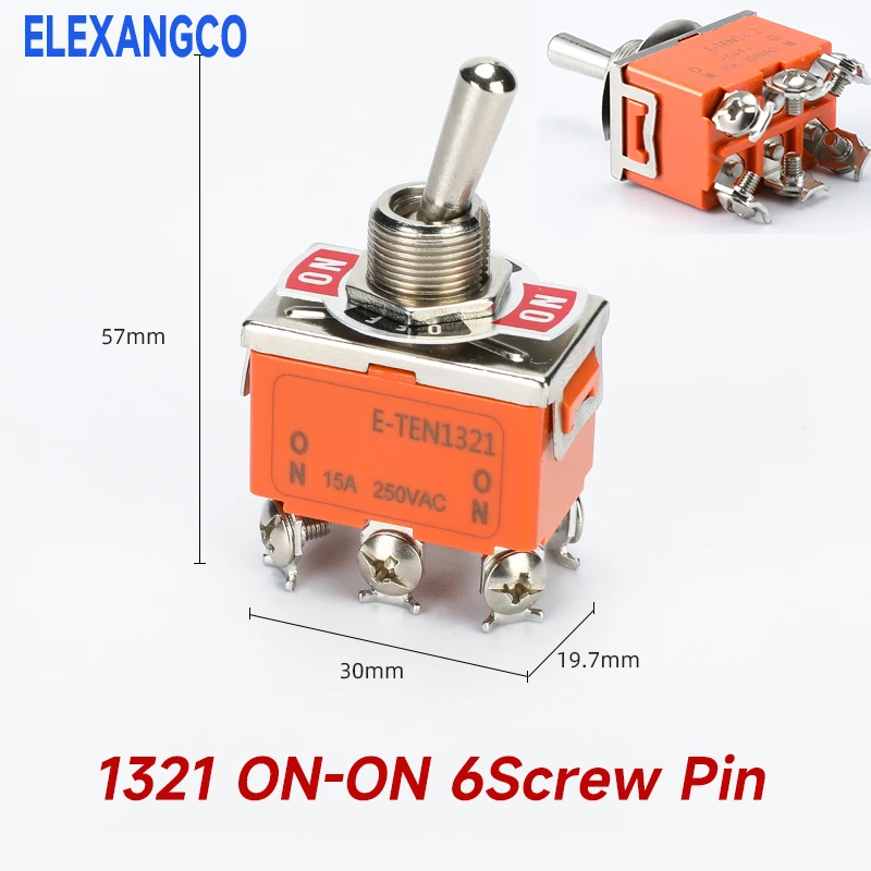 E TEN 250VAC 15A Kippschalter 2 3 Positionen Verriegelungsschalter AUS-EIN EIN-AUS-EIN Oranger Schalter 1021 1122 1321 1322 und wasserdicht – Detail 7