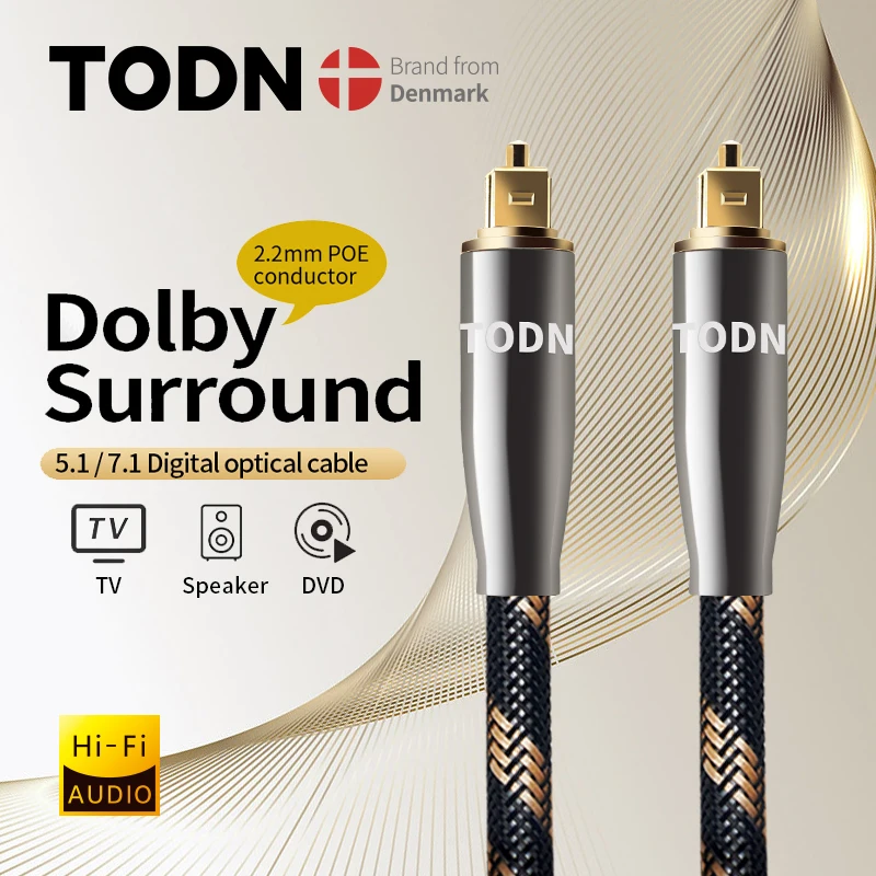 

TODN Digital Optical Audio Toslink Cable Hi-end Fiber Optic Audio Cable for HIFI Video DVD TV DTS Dolby 5.1 7.1