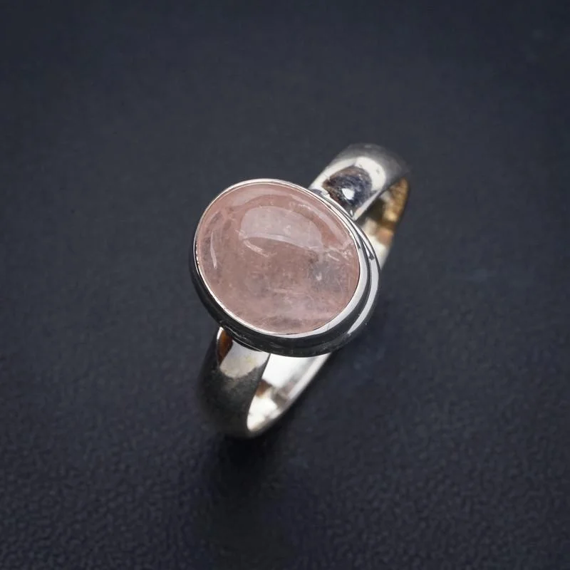 

StarGems Natural Rose Quartz Handmade 925 Sterling Silver Ring 8.5 E9365