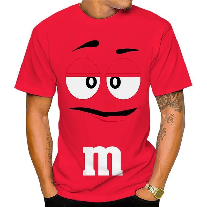 

2024 New Fun M&M's Cartoon 3D Printed T-shirt Unisex Casual Short Sleeve T-shirt Stylish Personalized Top