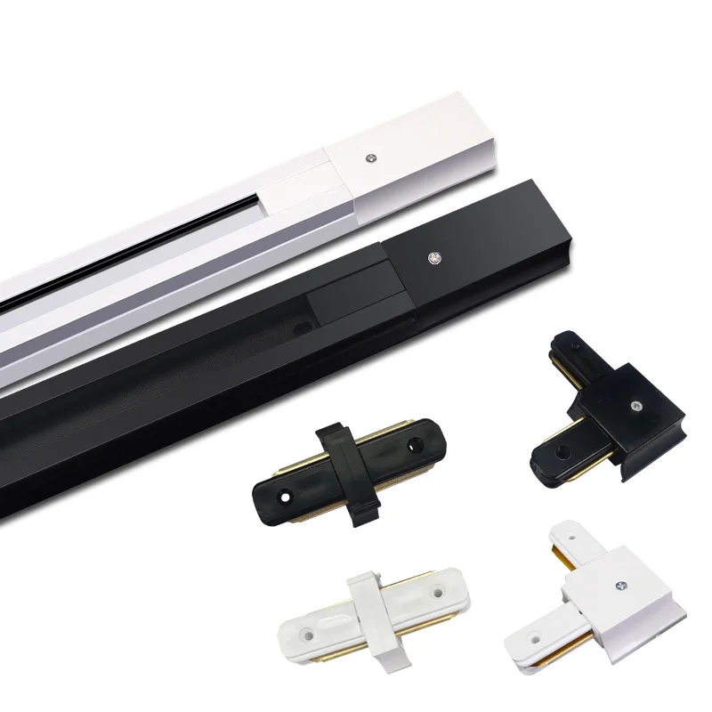 Black and White LED Track Light Rail 0.5M 2-wire Electrified Aluminum Two-Phase Electric Universal Track Clamp Spotlight Lightin 4