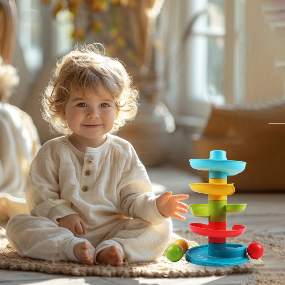 8Pcs/Set Rolling Ball Toy Early Education Fine Motor Skills Hand-eye Coordination Assembling & Installing Fun Toy For 18 Months educational toys