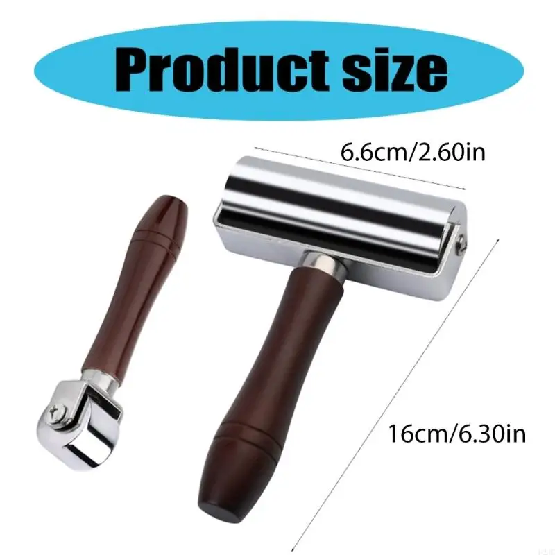 U2JC 26mm 100mm Leather Press Edging Roller, Wood Handle Leather Glues Laminating Roller, Press Edges Roller Tool