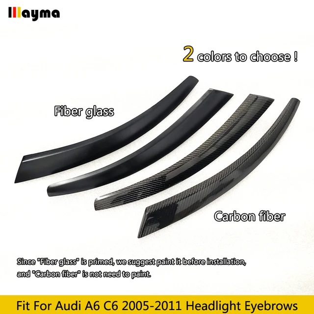Carbon Fiber Glass Car Headlight Eyebrow Cover Trim Sticker Head Lamp  Eyelid For Audi A6 C6 2005 2006 2007 2008 2009 2010 2011 - Lamp Hoods -  AliExpress