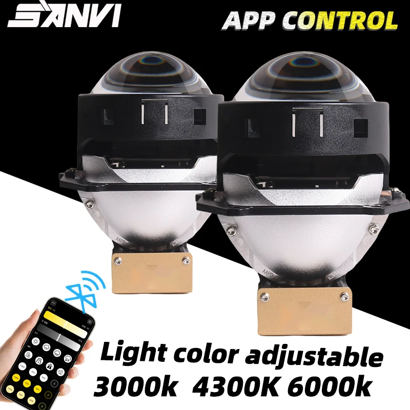 SANVI 스마트 BI LED 프로젝터 렌즈 자동차 헤드라이트 블루투스 앱 ..