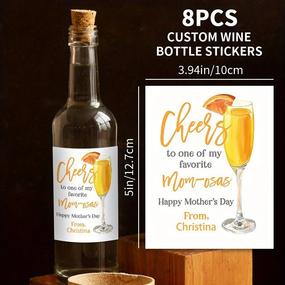 어머니의 날 맞춤형 와인 병 스티커 8개 개인화된 이름 3.94x5인치/10x12.7c..