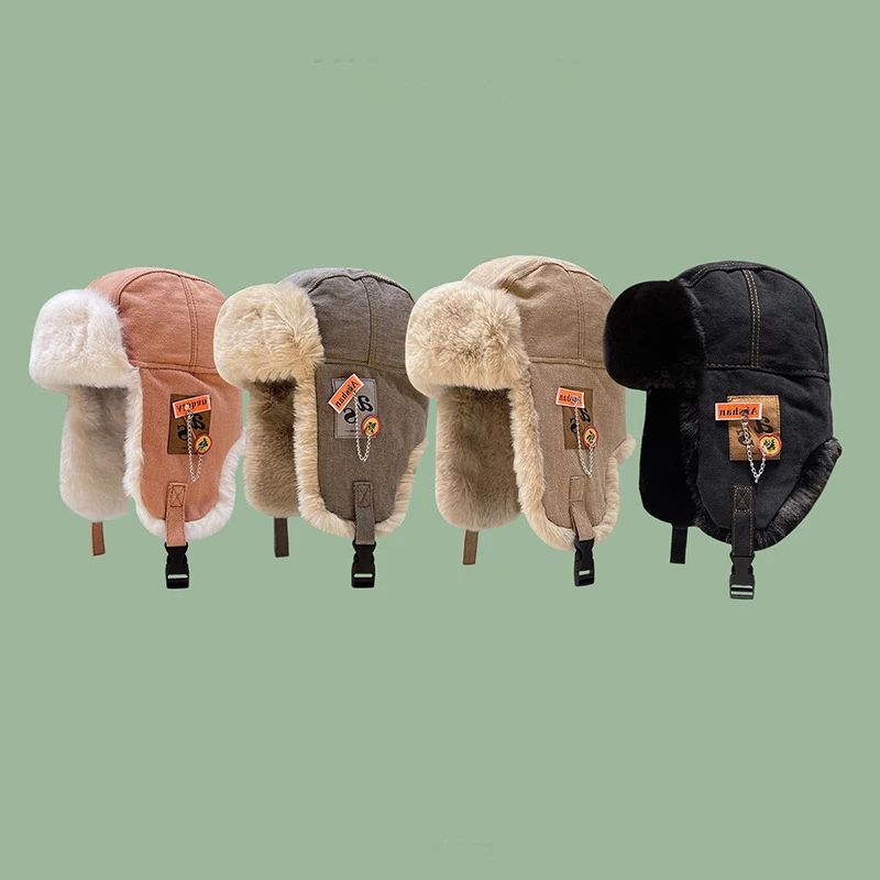 2022 New Casquettes Winter Riding Casquettes Baseball Cap With Ear  Protection Ushanka Soviet Russian Chapka Homme