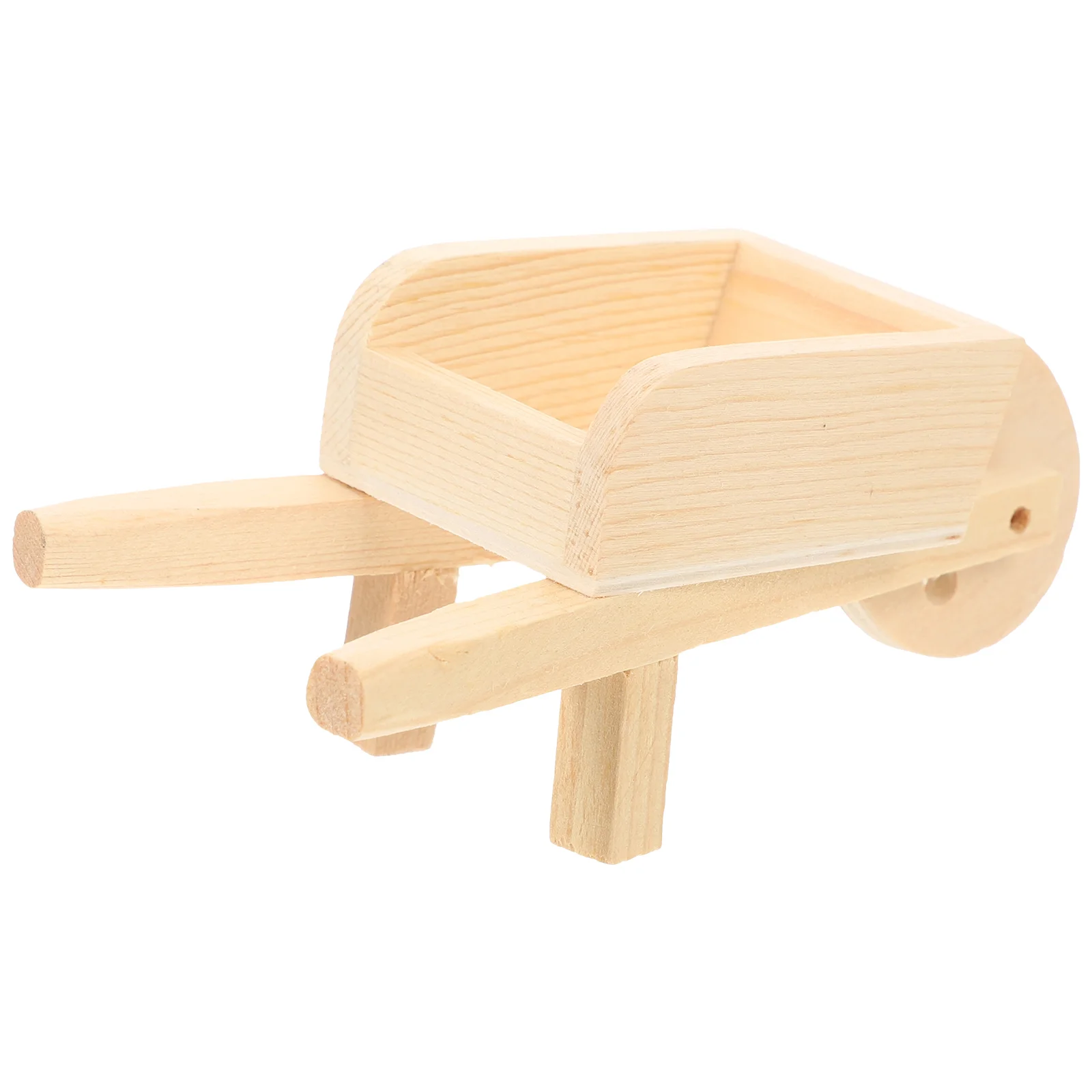 1Pc Mini Cart Model Wood Toy Farm Wheelbarrow Garden Trolley Decor Micro Landscape nament Miniature Display Simulation Outdoor