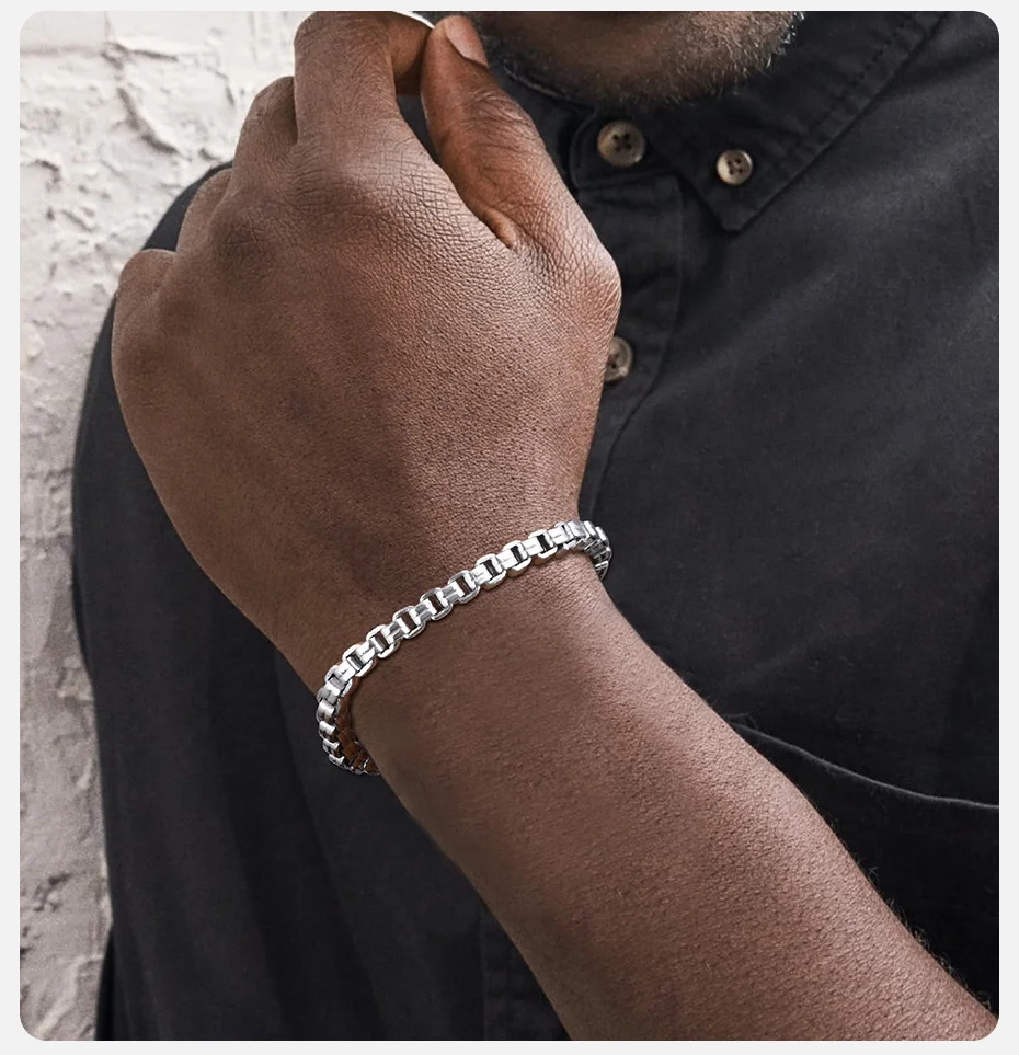 Vnox 5,3 mm runde Box-Kettenarmbänder für Männer und Jungen, verstellbares Rolo-Links-Armband aus Edelstahl, einfacher Metallschmuck – Detail 4