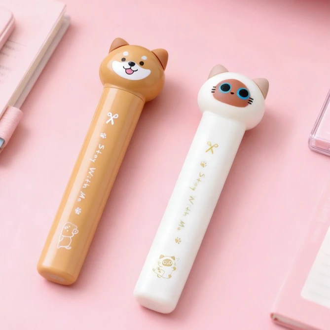 1Pc 귀여운 애완 동물 개폐식 펜 가위 곡선 블레이드 DIY 저널링을위한 안전 휴대용 문구 사무실 공예 및 학교 용품