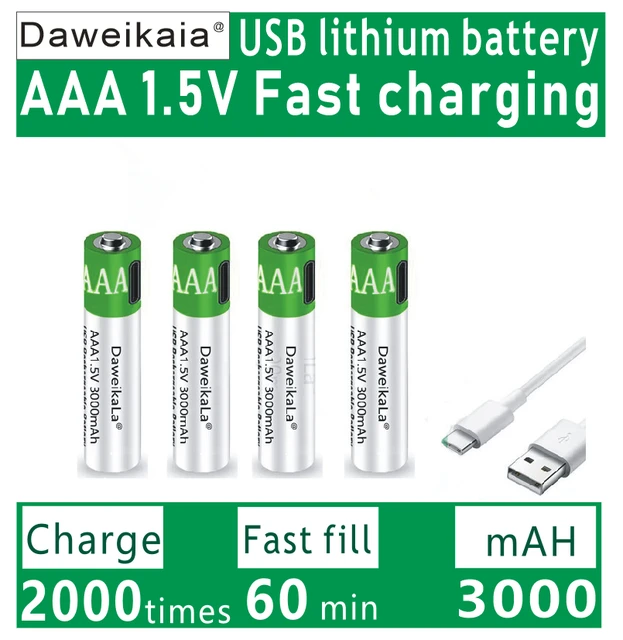 AAA 1.5V 3000mAh Rechargeable Batteries For Electronic Remote