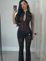 Nibber Streetwear Patchwork Jacquard Jumpsuit Woman Sexy Ruched Waist Metal Knot Stretch Skinny Midnight Workout Overalls - Image 2