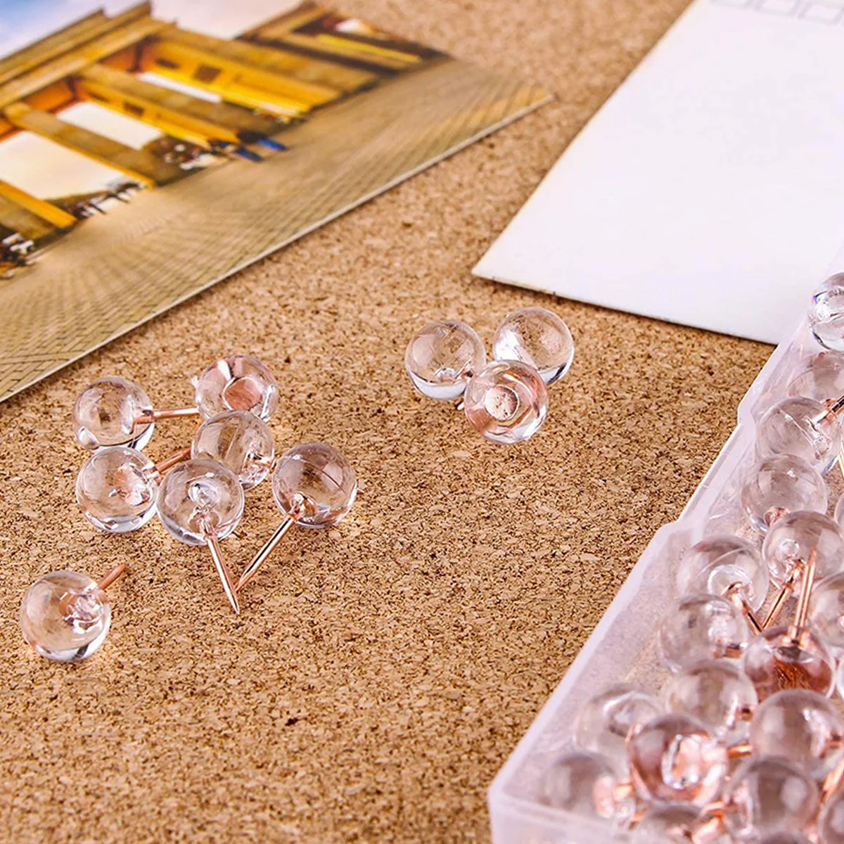 20pcs Transparent Sphericity Push Pins Eco-Friendly Photo Wall Tacks for Postcard Decoration Home Office School Bulletin Board