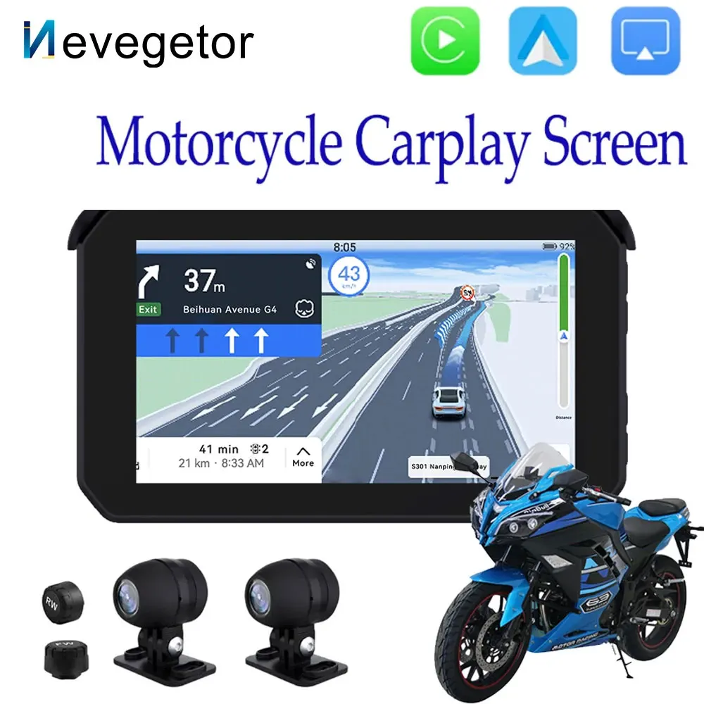 5 Pollici Portatile Navigazione Gps Moto Display Impermeabile Moto Wireless Apple Carplay Android Automb Monitor Dash Cam Gps