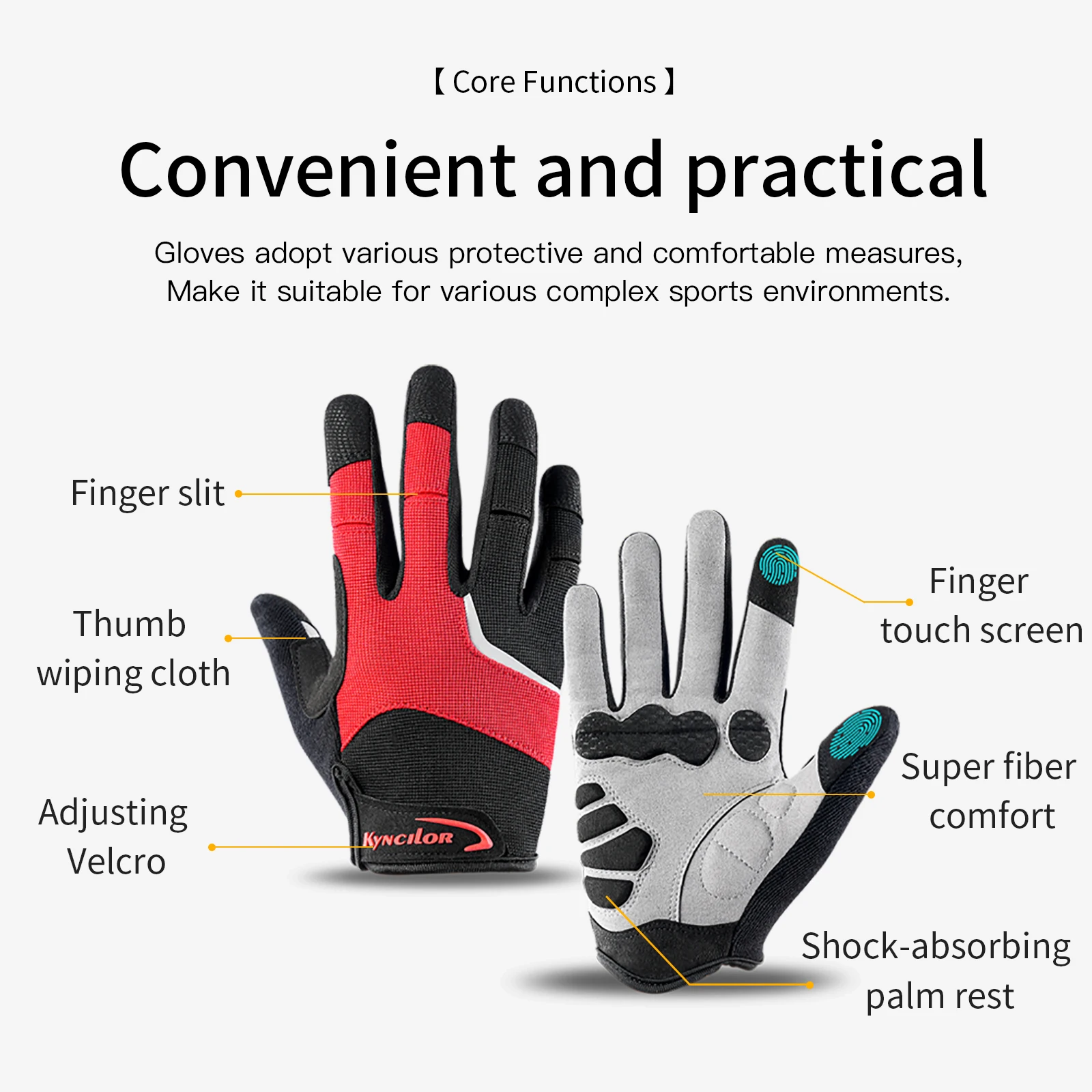 Reflection Cycling Gloves Touch Screen Anti-slip Shockproof Pad MTB Bike Gloves Sport Fitness Running Bicycle Gloves 5