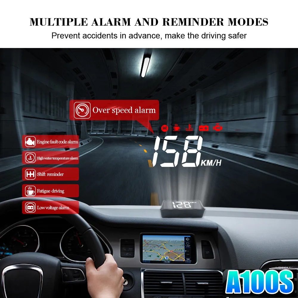 ڵ ӵ HUD A100S  OBD2 ڵ  ġ µ  ÷,   ý,  µ RPM ˶