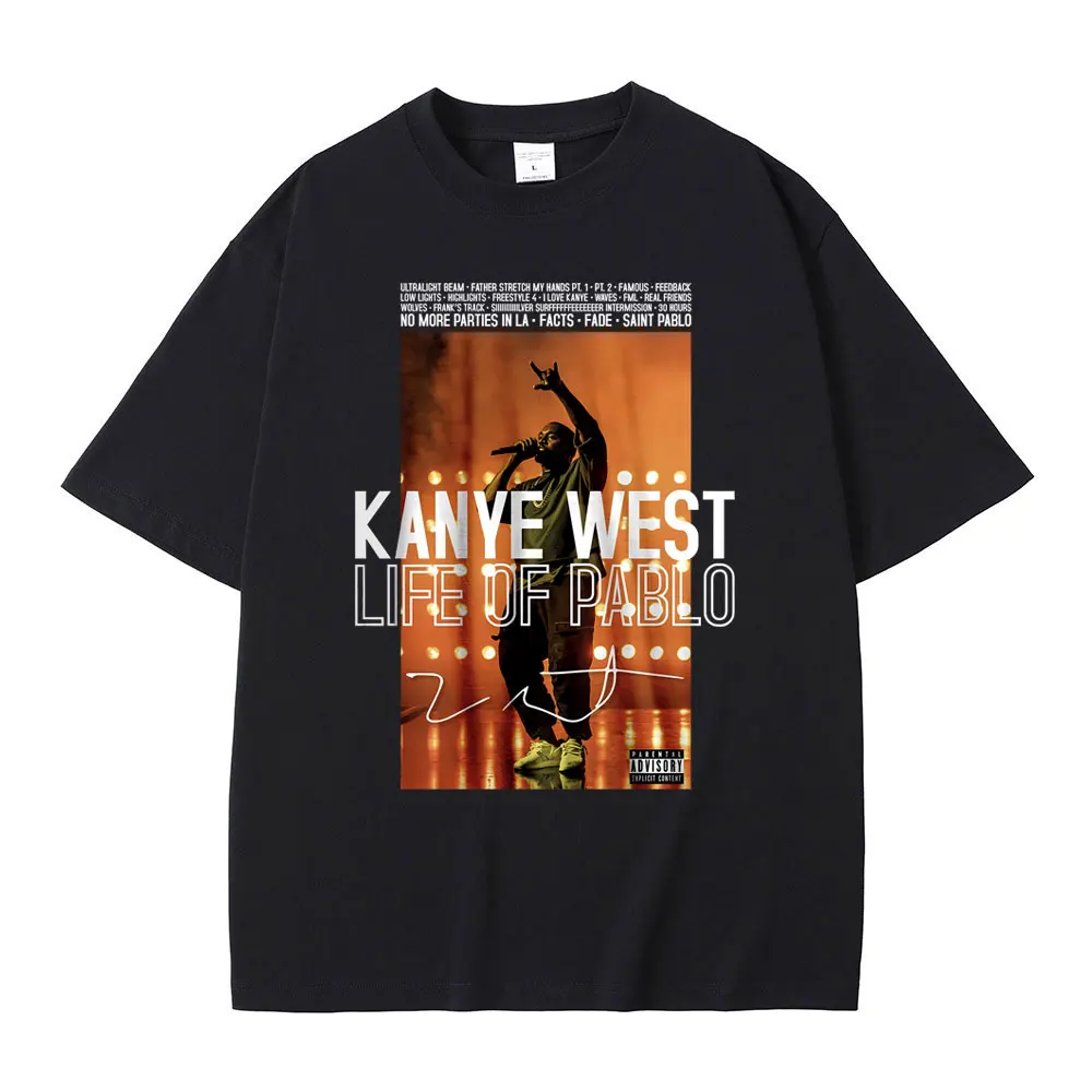 

Rapper Kanye West The Life of Pablo Music Album Graphic T Shirts Men Women Hip Hop Oversized Tshirt Men's Vintage Casual T-shirt
