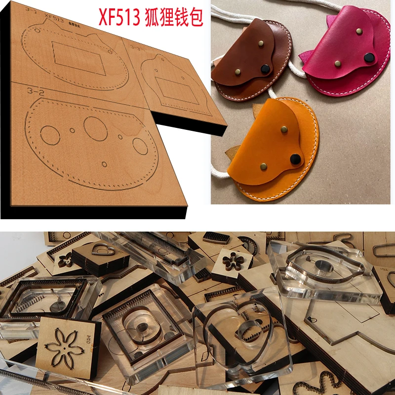 New Japan Steel Blade Wood Die Fox Wallet Leather Craft Punch Hand Tool Cut Knife Mold Xf513