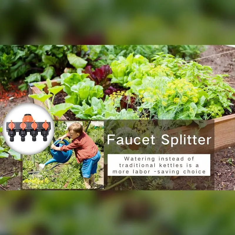 Garden Hose Pipe Splitter 4-Way Faucet Diverter Tap Hose Connector Four Independent Switches For Home Lawn Irrigation