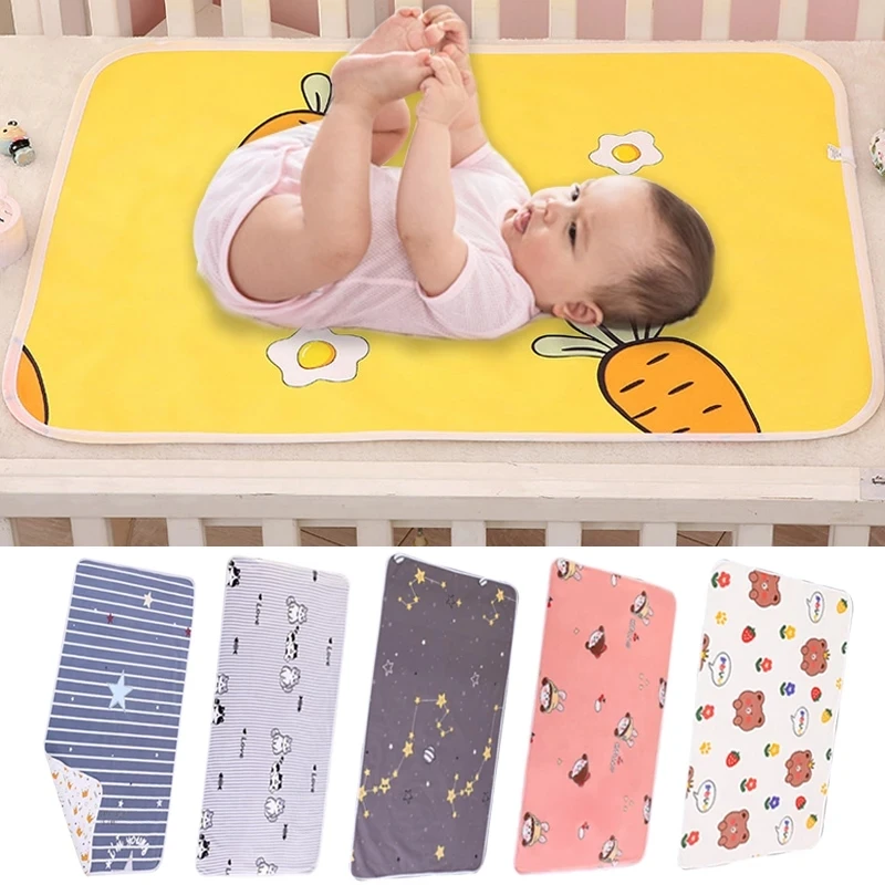 Baby Diaper Reusable Waterproof Cotton Changing Pad Cover Baby Diaper Mattress Newborn Print Changing Play Mats Kids Bedding 0-3