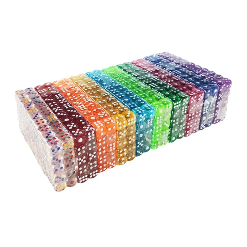20PCS/Lot Dice Set 10 Colors Acrylic 6 Sided Transparent Dice Club Party Family Games 12mm