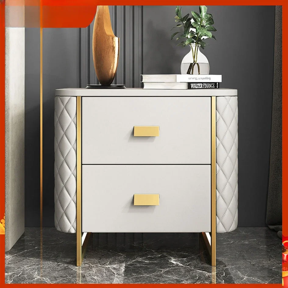 

Bedroom bedside table, minimalist bedside table, Italian style bedside table, living room side cabinet, leather storage cabinet