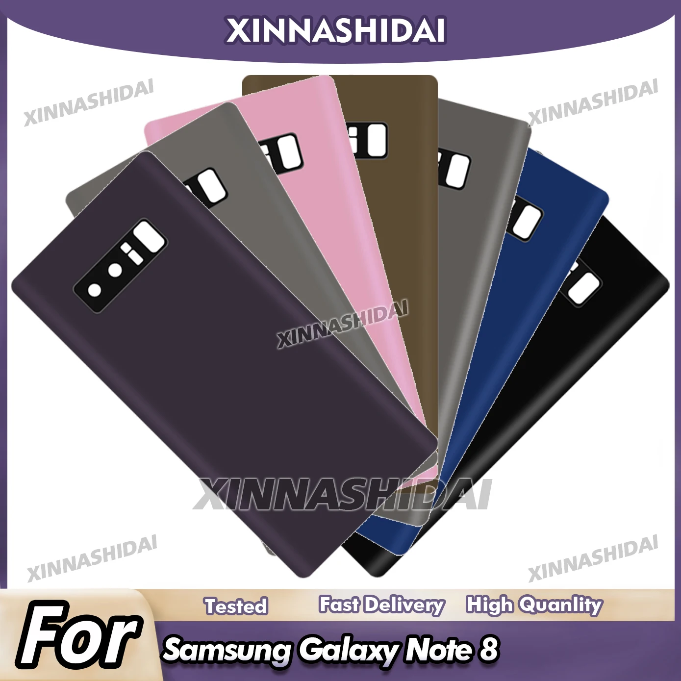 새 배터리 백 커버 삼성 갤럭시 노트 8 배터리 백 커버 유리 패널 후면 도어 배터리 하우징 케이스 접착제 교체용