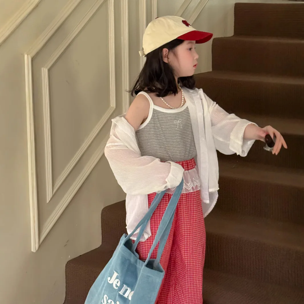Thin Shirt 2025 Summer Fashion New Korean Casual Loose Simple All-match Solid Color Collar Shirt Kids Clothes 3