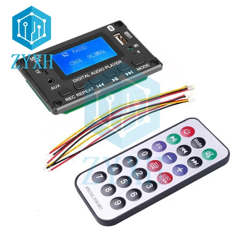 블루투스 5.0 MP3 WMA 디코더 보드 무선 자동차 오디오 플레이어, USB TF FM AUX LCD 컬러 스크린, IR 원격 제어 2