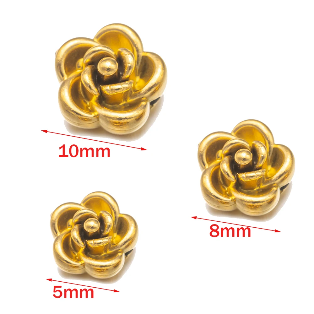 5/10 Stücke Edelstahl Charms Rose Blume Spacer Perlen DIY Halskette Armband Ohrring Schmuck Machen Liefert Materialien Großhandel – Detail 1