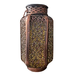 Solar Lanterns - Outdoor Waterproof Retro Metal Hanging Decor (Brown)