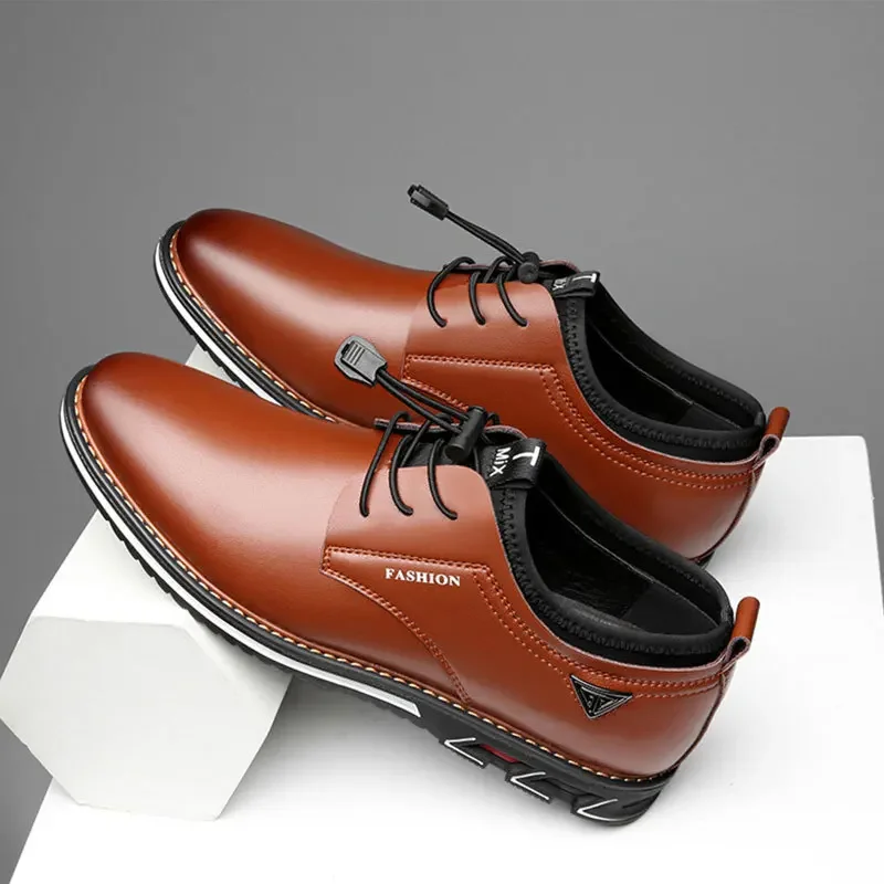 Sapatos masculinos casuais britânicos, sapatos formais de couro de vaca, confortável em parte baixa, novo, 2023